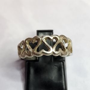 Vintage Linked Hearts Sterling Ring